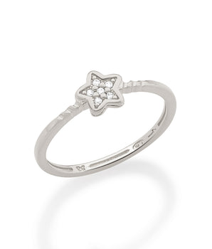 RHODIUM SINGLE STAR SKINNY RING