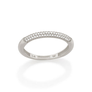 RHODIUM HALF STUDDED RING