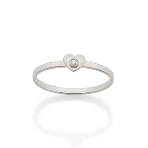 RHODIUM TINY HEART SKINNY RING