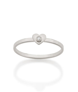 RHODIUM TINY HEART SKINNY RING