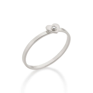 RHODIUM TINY HEART SKINNY RING