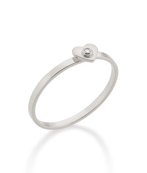 RHODIUM TINY HEART SKINNY RING
