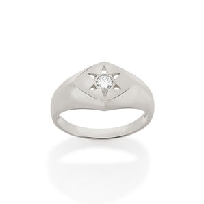 RHODIUM GOLDEN STAR RING