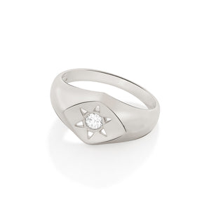 RHODIUM GOLDEN STAR RING