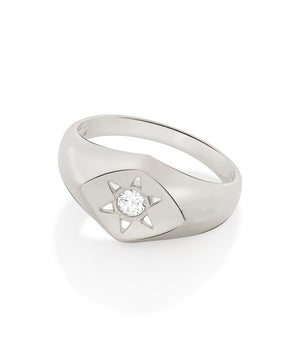 RHODIUM GOLDEN STAR RING
