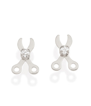 RHODIUM PLATED KID'S EARRING WITH CRYSTAL