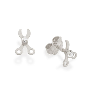 RHODIUM PLATED KID'S EARRING WITH CRYSTAL