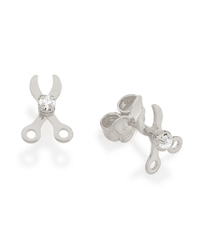 RHODIUM PLATED KID'S EARRING WITH CRYSTAL