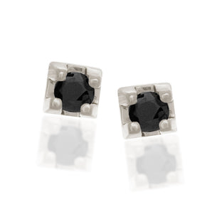 RHODIUM PLATED EARRING WITH ZIRCONIA