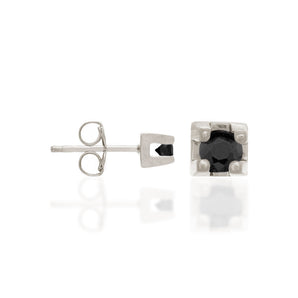RHODIUM PLATED EARRING WITH ZIRCONIA