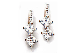 RHODIUM PLATED EARRING WITH ZIRCONIA