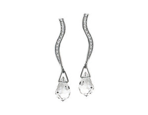 RHODIUM PLATED EARRING WITH CRYSTAL AND ZIRCONIA
