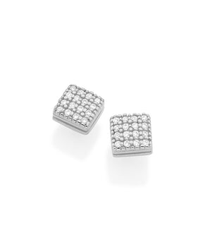 RHODIUM PLATED EARRING WITH ZIRCONIA