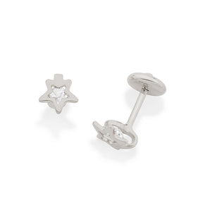 RHODIUM PLATED KID'S EARRING WITH CRYSTAL