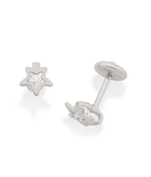 RHODIUM PLATED KID'S EARRING WITH CRYSTAL
