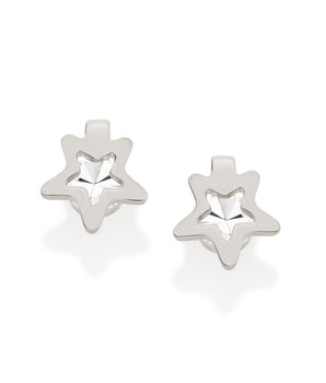 RHODIUM PLATED KID'S EARRING WITH CRYSTAL
