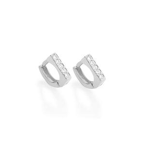 RHODIUM PLATED EARRING WITH ZIRCONIA