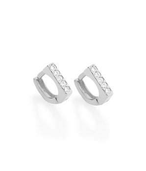 RHODIUM PLATED EARRING WITH ZIRCONIA