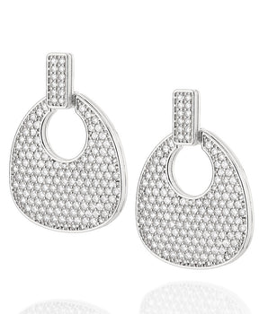 RHODIUM PLATED EARRING WITH ZIRCONIA