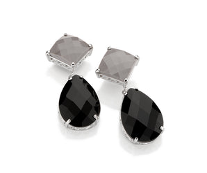 RHODIUM PLATED EARRING WITH STONE