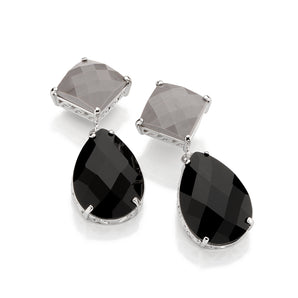 RHODIUM PLATED EARRING WITH STONE