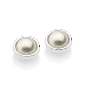 RHODIUM PLATED EARRING WITH PEARL