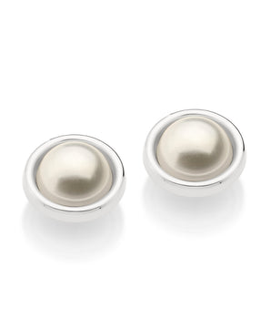 RHODIUM PLATED EARRING WITH PEARL