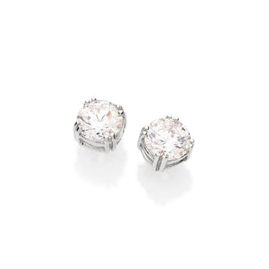 RHODIUM PLATED EARRING WITH ZIRCONIA