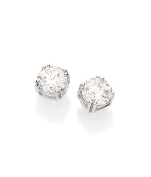 RHODIUM PLATED EARRING WITH ZIRCONIA