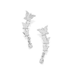 RHODIUM PLATED EARRING WITH CRYSTAL