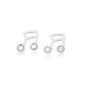 RHODIUM PLATED EARRING WITH CRYSTAL