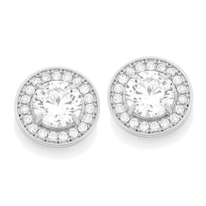 RHODIUM PLATED EARRING WITH ZIRCONIA