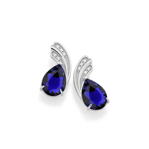 RHODIUM PLATED EARRING WITH CRYSTAL AND ZIRCONIA