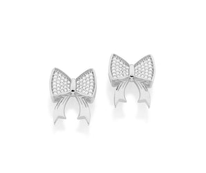 RHODIUM PLATED EARRING WITH ZIRCONIA