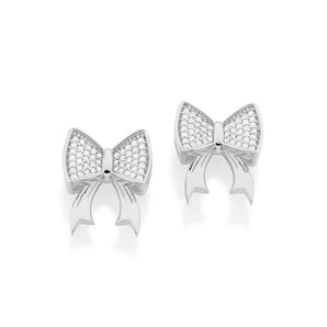 RHODIUM PLATED EARRING WITH ZIRCONIA