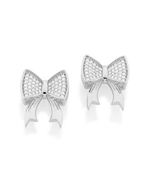 RHODIUM PLATED EARRING WITH ZIRCONIA