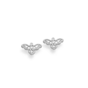 RHODIUM PLATED EARRING WITH ZIRCONIA