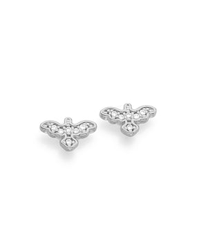 RHODIUM PLATED EARRING WITH ZIRCONIA