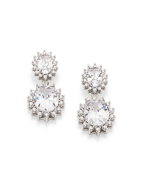 RHODIUM PLATED EARRING WITH CRYSTAL AND ZIRCONIA