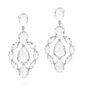 RHODIUM PLATED EARRING WITH CRYSTAL