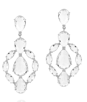 RHODIUM PLATED EARRING WITH CRYSTAL