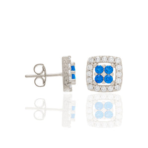 RHODIUM PLATED EARRING WITH ZIRCONIA