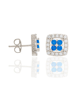 RHODIUM PLATED EARRING WITH ZIRCONIA