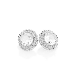 RHODIUM PLATED EARRING WITH CRYSTAL