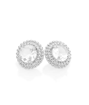 RHODIUM PLATED EARRING WITH CRYSTAL
