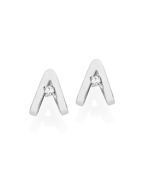 RHODIUM PLATED EARRING WITH CRYSTAL