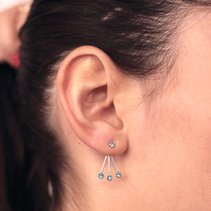 RHODIUM PLATED EARRING WITH CRYSTAL