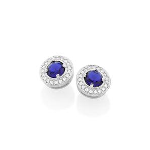 RHODIUM PLATED EARRING WITH CRYSTAL AND ZIRCONIA