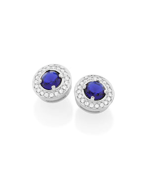 RHODIUM PLATED EARRING WITH CRYSTAL AND ZIRCONIA