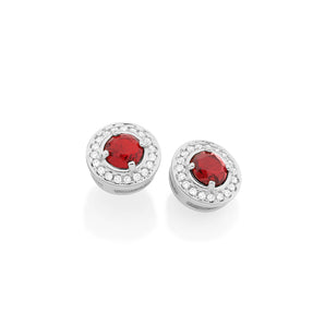 RHODIUM PLATED EARRING WITH CRYSTAL AND ZIRCONIA